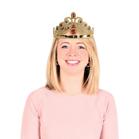 Beistle Gold Plastic Jeweled Queen's Tiaras, 2ct.